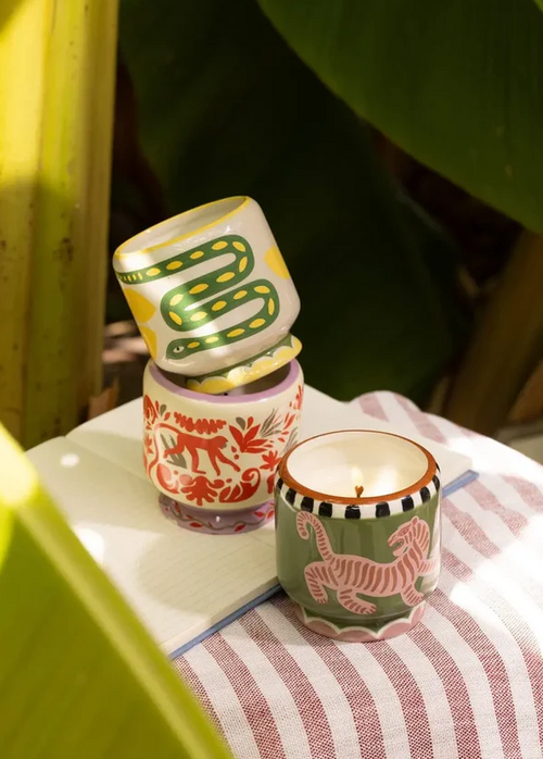Adopo Jungle Ceramic Candle - Coconut & Amber Boxed