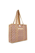 Cotton Tote Bag With Zip - Beige Floral
