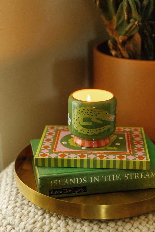 Adopo Crocodile Ceramic  Candle - Prickly Pear