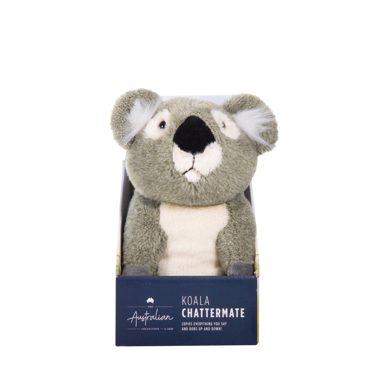 koala chattermate grey plush talking toy in gift box
